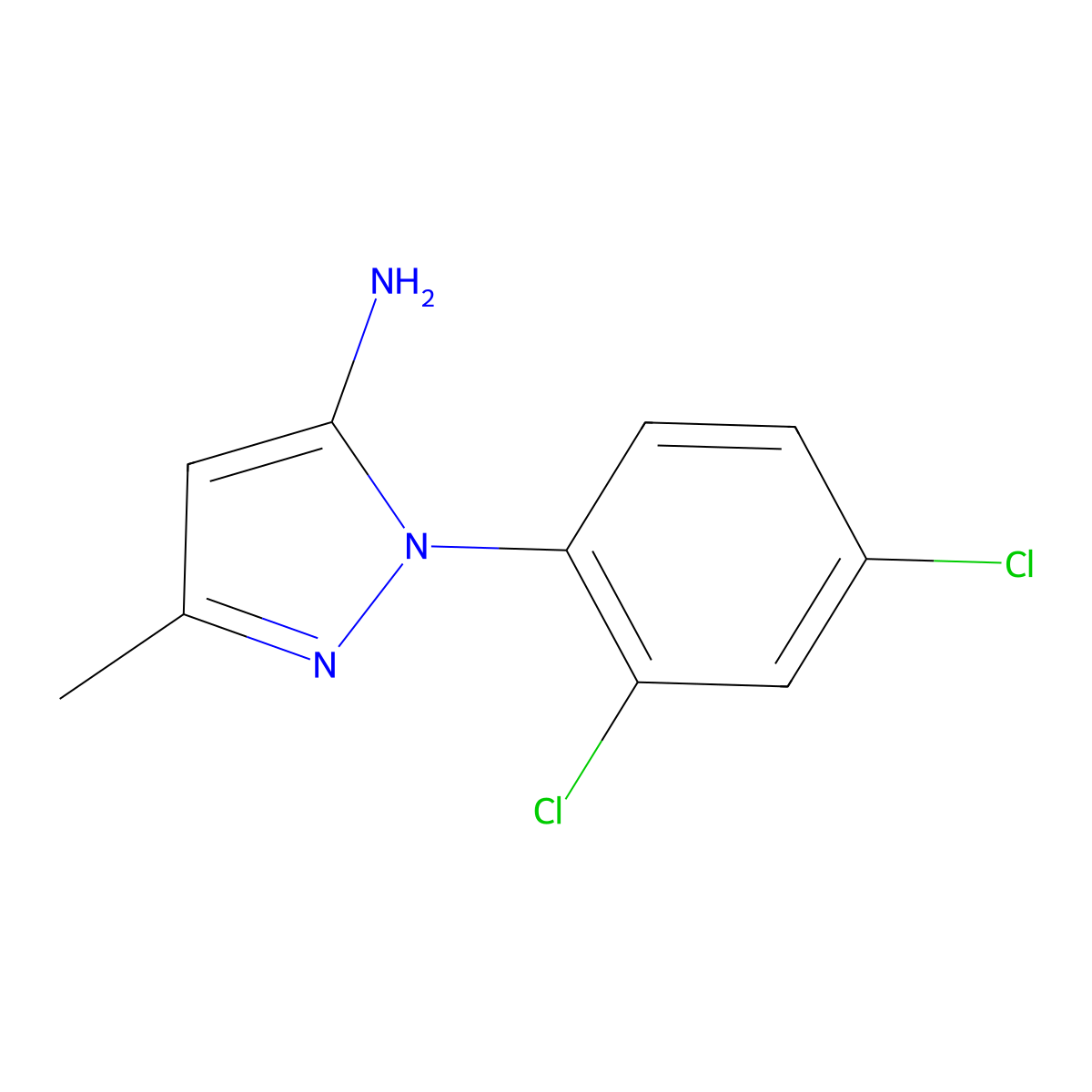 1-(2,4-Dichlorophenyl)-3-methyl-1H-pyrazol-5-amine molecular structure, CAS 81198-25-6
