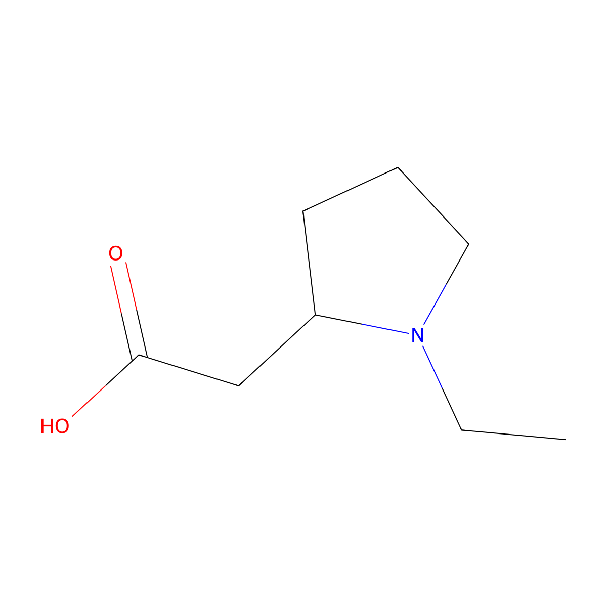 2-(1-Ethylpyrrolidin-2-yl)acetic acid molecular structure, CAS 81198-93-8