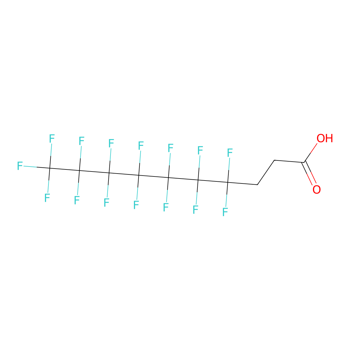 4,4,5,5,6,6,7,7,8,8,9,9,10,10,10-Pentadecafluorodecanoic acid molecular structure, CAS 812-70-4