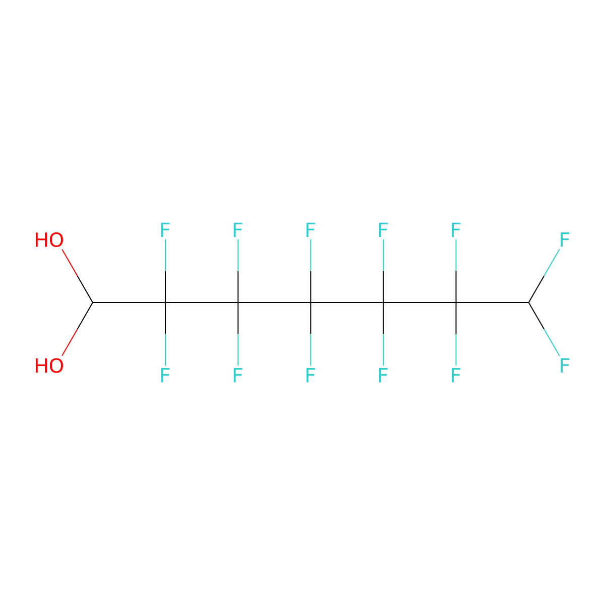 2,2,3,3,4,4,5,5,6,6,7,7-Dodecafluoroheptane-1,1-diol molecular structure, CAS 812-87-3