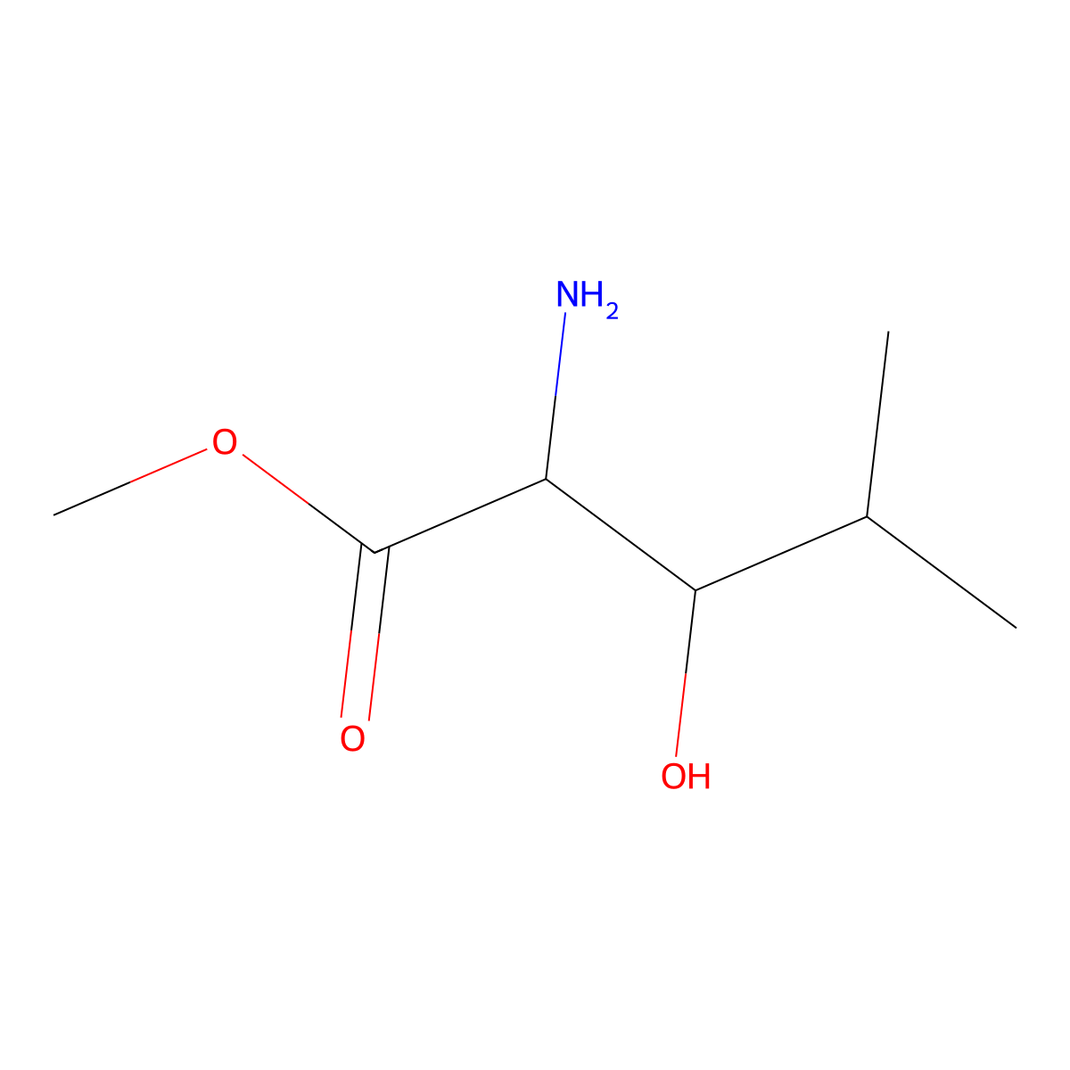 Methyl 2-amino-3-hydroxy-4-methylpentanoate molecular structure, CAS 81202-41-7