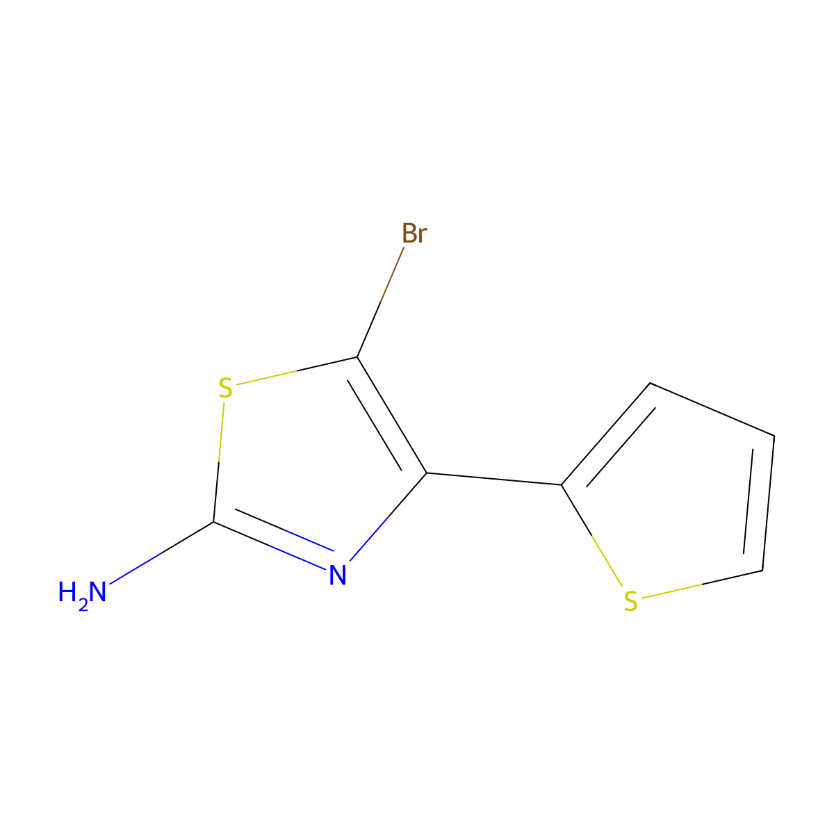 5-Bromo-4-(thiophen-2-yl)thiazol-2-amine molecular structure, CAS 81216-84-4