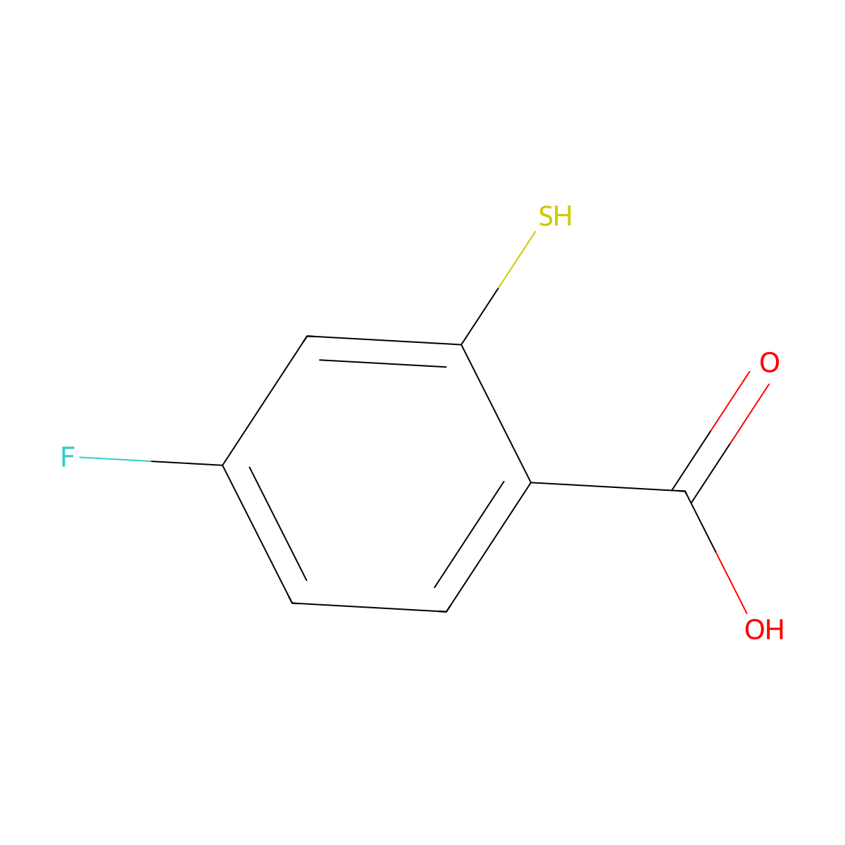 4-Fluoro-2-mercaptobenzoic acid molecular structure, CAS 81223-43-0
