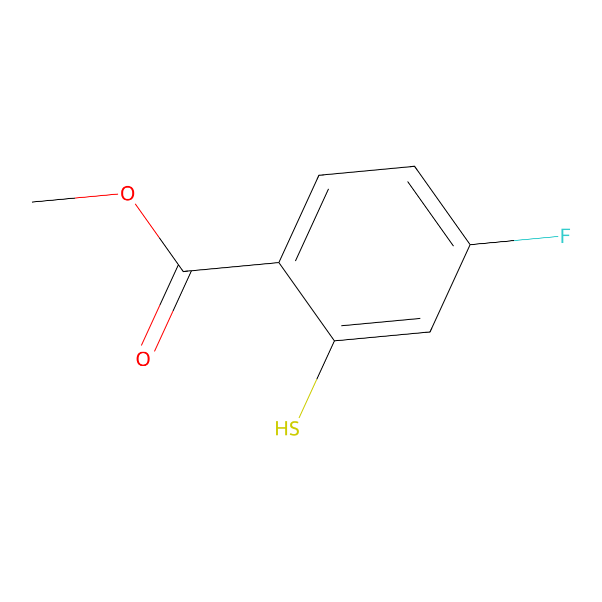 Benzoic acid, 4-fluoro-2-mercapto-, methyl ester molecular structure, CAS 81223-44-1