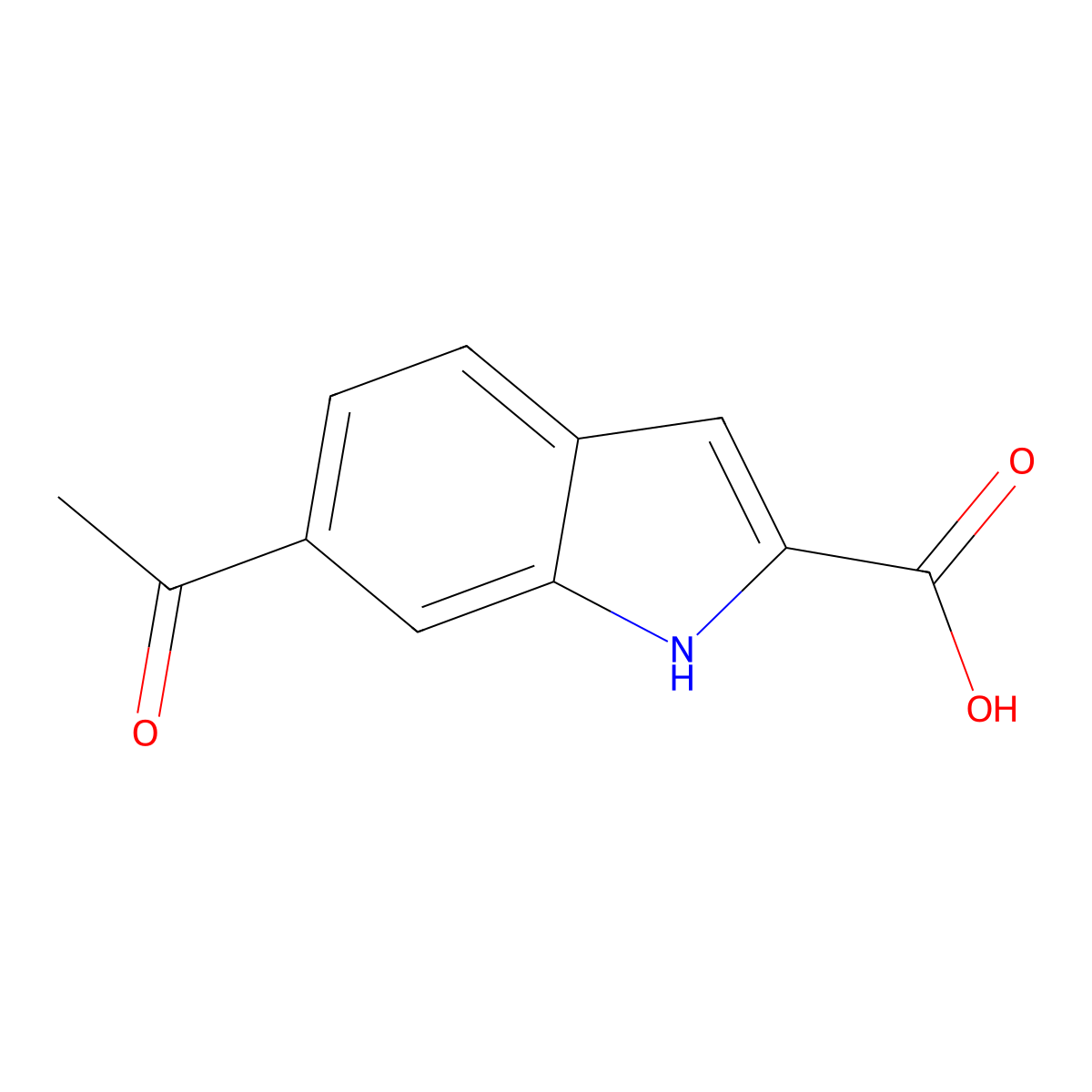6-Acetyl-1h-indole-2-carboxylic acid molecular structure, CAS 81223-71-4