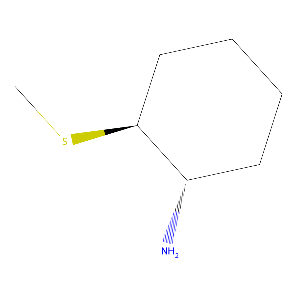 (1S,2S)-2-(Methylsulfanyl)cyclohexan-1-amine molecular structure, CAS 81230-50-4
