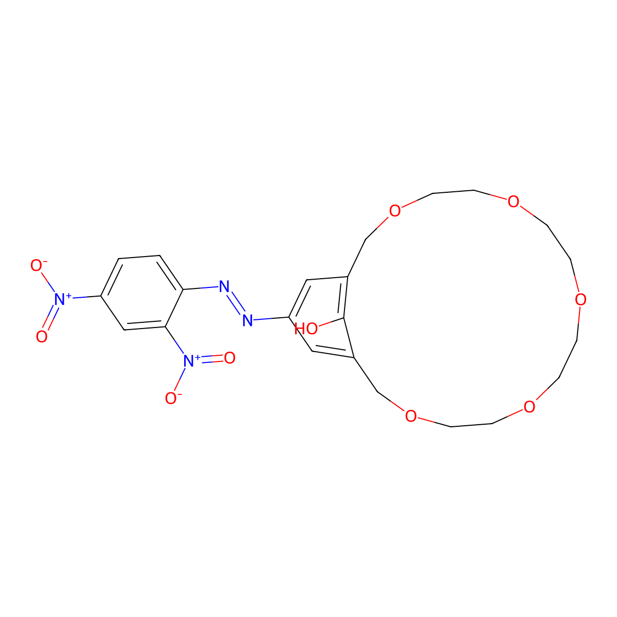 18-Crown-5 [4-(2,4-Dinitrophenylazo)phenol] molecular structure, CAS 81238-58-6