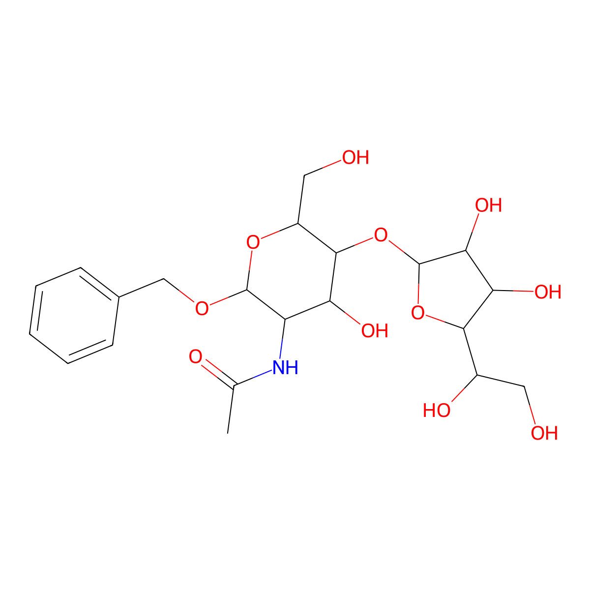 Benzyl 2-acetamido-2-deoxy-4-O-(b-D-galactopyranosyl)-a-D-glucopyranoside molecular structure, CAS 81243-70-1