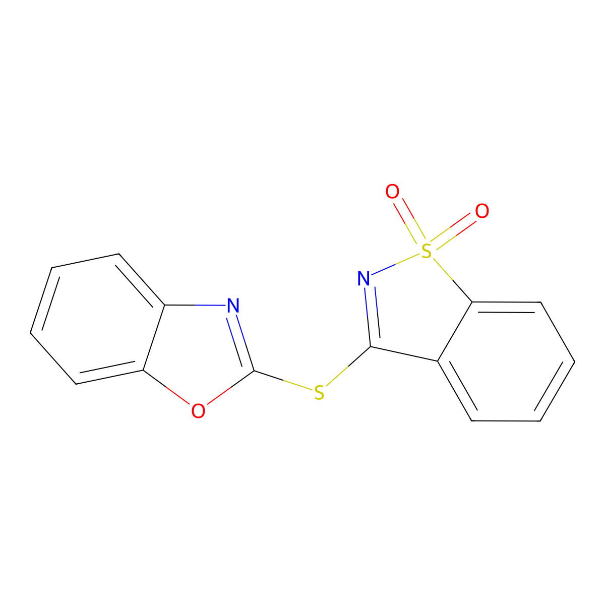 2-[(1,1-Dioxido-1,2-benzothiazol-3-yl)sulfanyl]-1,3-benzoxazole molecular structure, CAS 81245-06-9