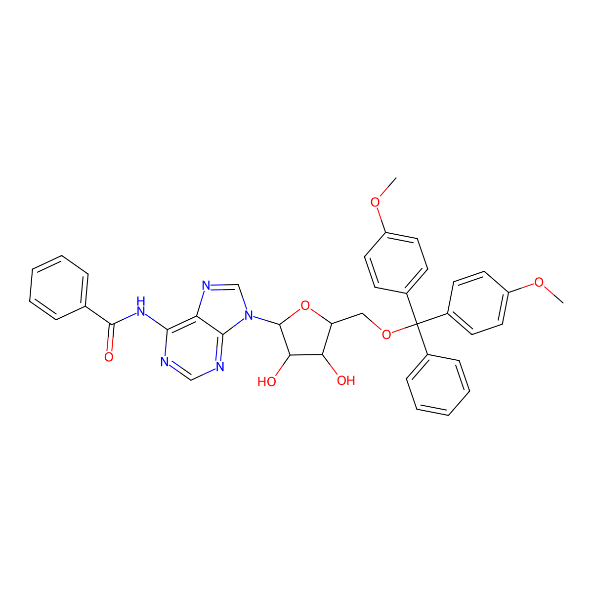 5'-O-(4,4'-Dimethoxytrityl)-N6-benzoyl-adenosine molecular structure, CAS 81246-82-4