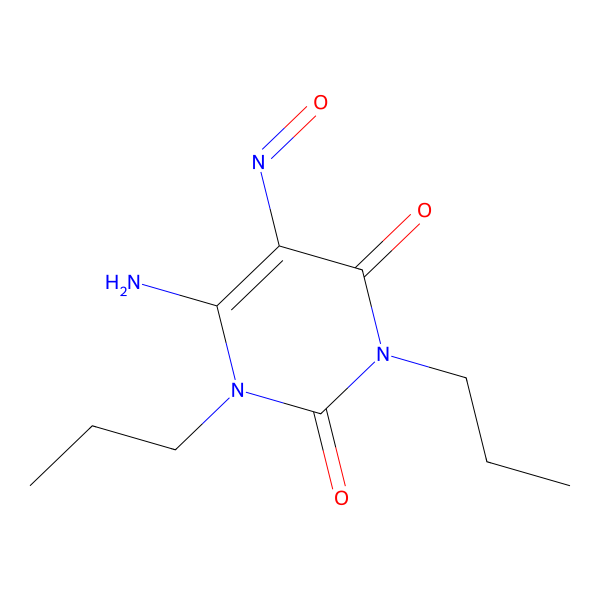 6-Amino-5-nitroso-1,3-dipropylpyrimidine-2,4(1H,3H)-dione molecular structure, CAS 81250-33-1