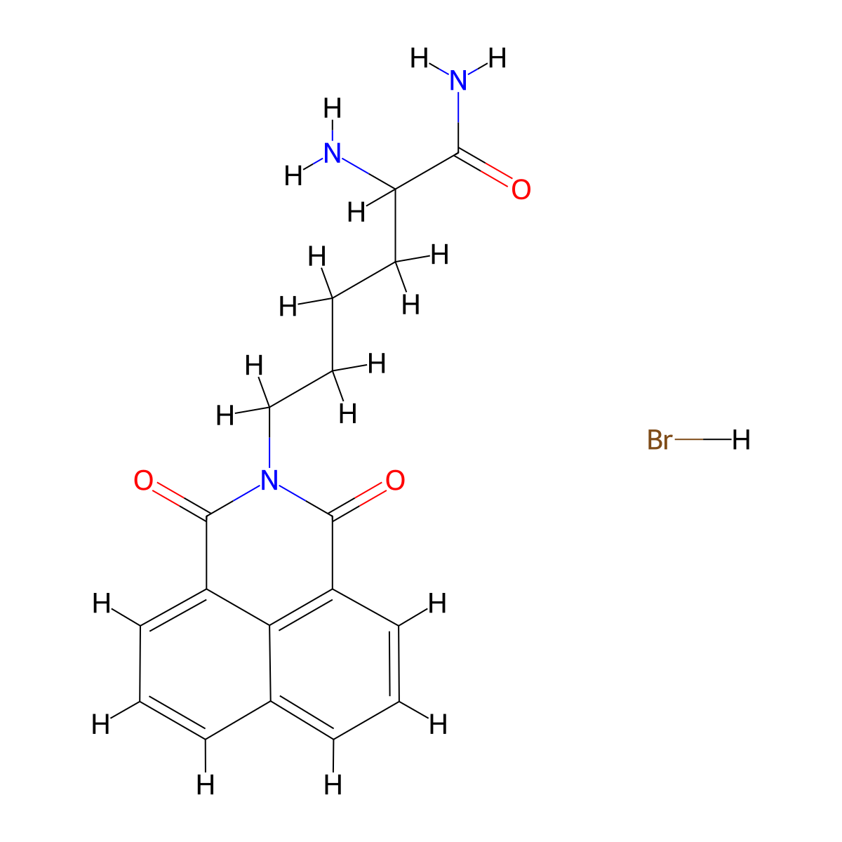 alpha-Amino-1,3-dioxo-1H-benz(de)isoquinoline-2(3H)-hexanamide monohydrobromide molecular structure, CAS 81254-03-7