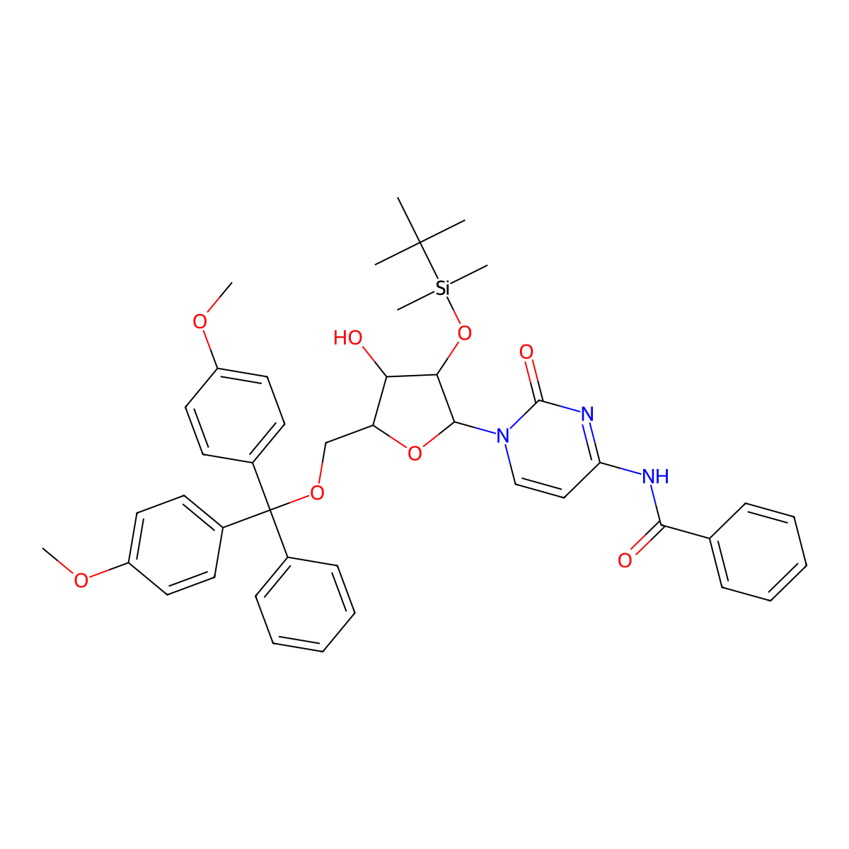 5'-O-DMT-2'-O-TBDMS-N-Bz-Cytidine molecular structure, CAS 81256-87-3