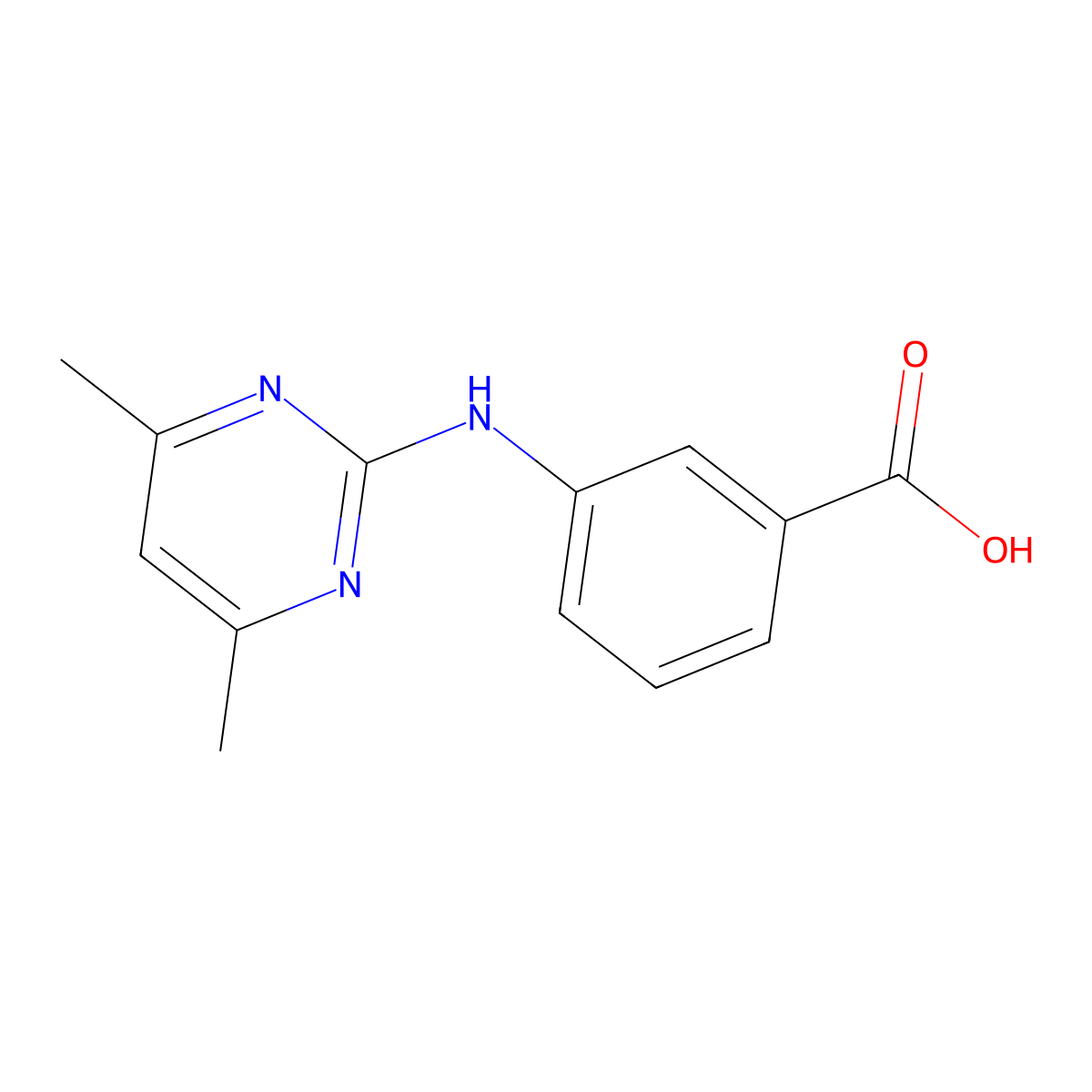 3-((4,6-Dimethylpyrimidin-2-yl)amino)benzoic acid molecular structure, CAS 81261-77-0
