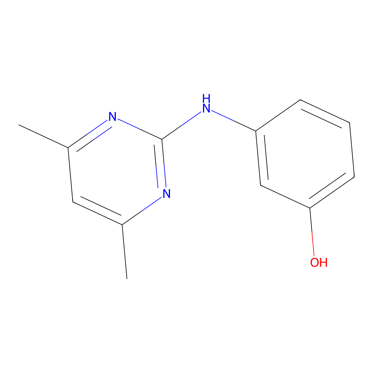 3-[(4,6-Dimethyl-2-pyrimidinyl)amino]phenol molecular structure, CAS 81261-83-8