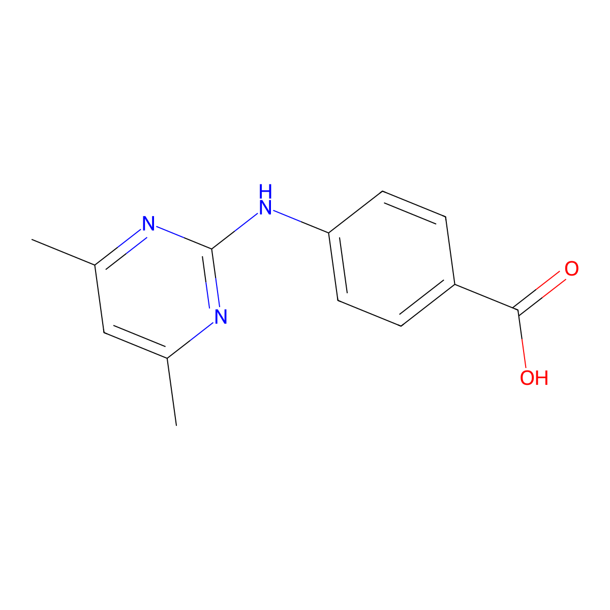 4-((4,6-Dimethylpyrimidin-2-yl)amino)benzoic acid molecular structure, CAS 81261-97-4