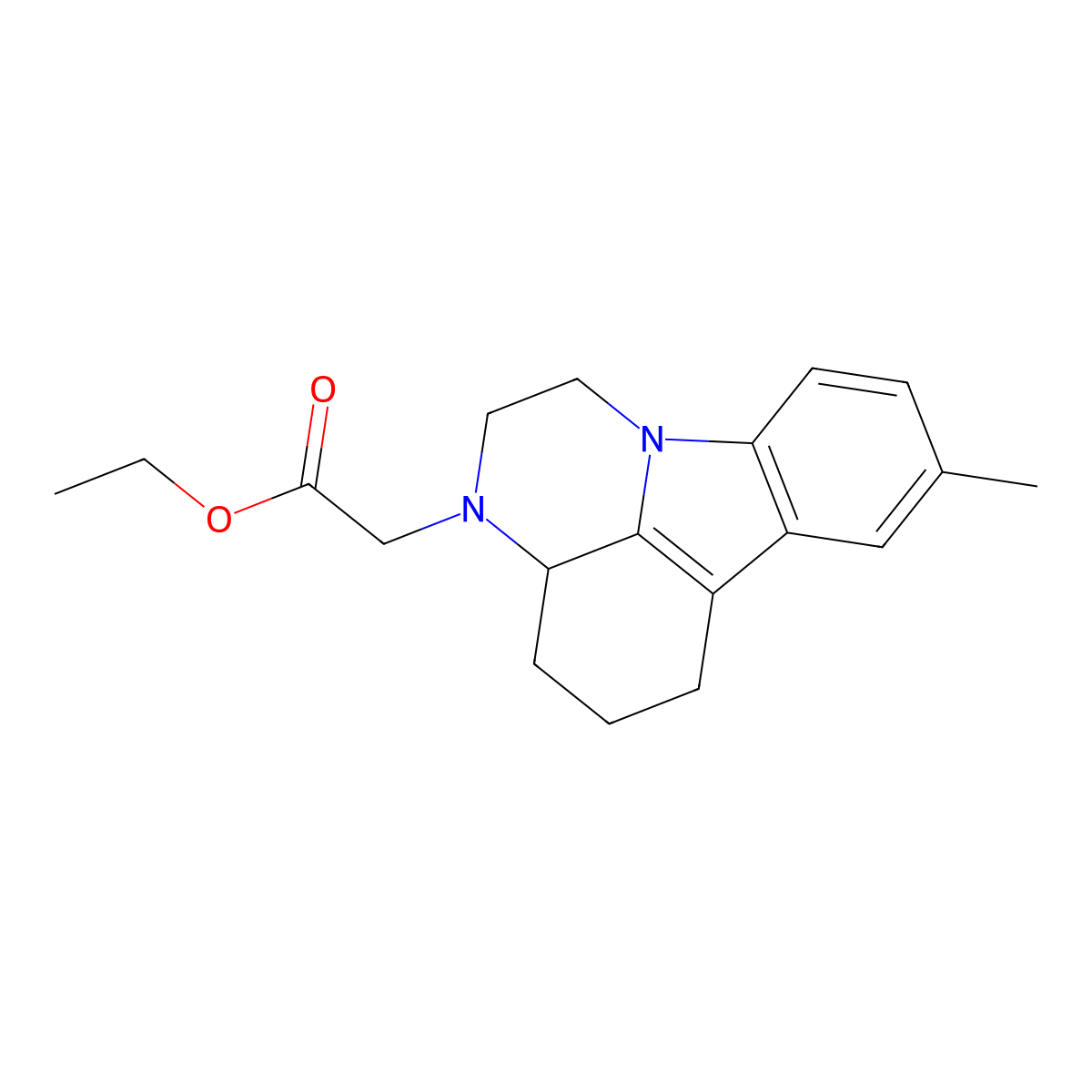 ethyl (8-methyl-1,2,3a,4,5,6-hexahydro-3H-pyrazino[3,2,1-jk]carbazol-3-yl)acetate molecular structure, CAS 81262-33-1