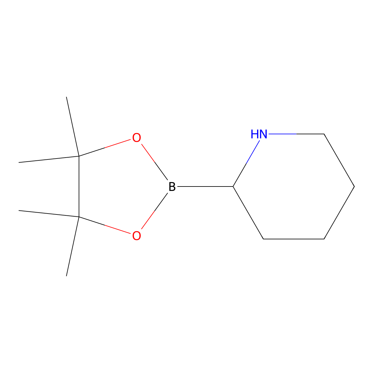 2-(4,4,5,5-Tetramethyl-1,3,2-dioxaborolan-2-yl)piperidine molecular structure, CAS 812630-69-6