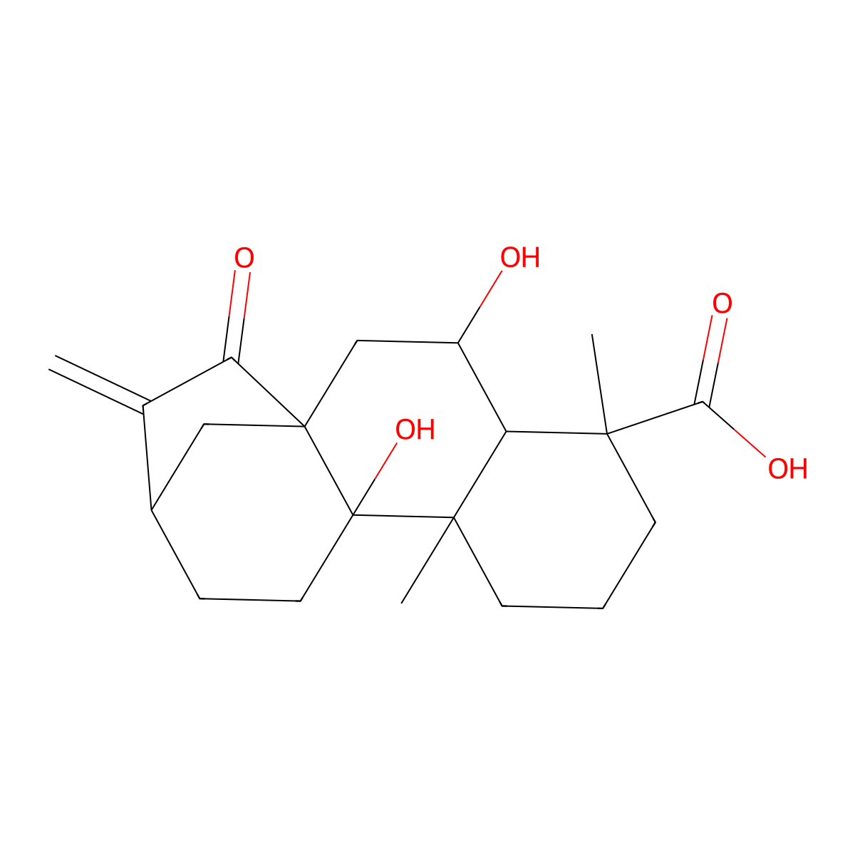 3,10-Dihydroxy-5,9-dimethyl-14-methylidene-15-oxotetracyclo[11.2.1.01,10.04,9]hexadecane-5-carboxylic acid molecular structure, CAS 81264-00-8
