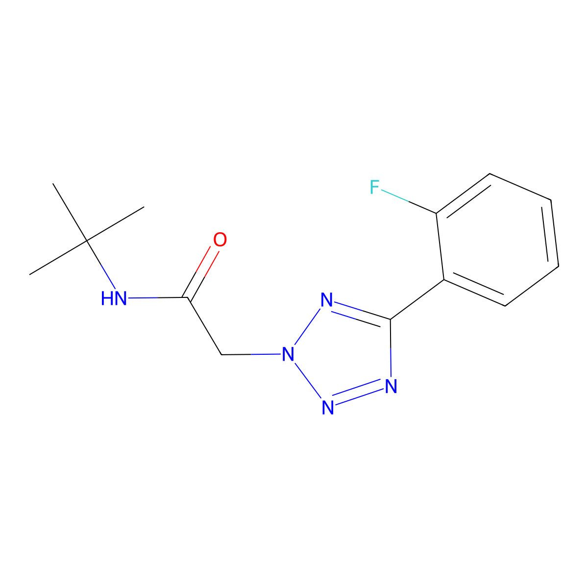 N-tert-butyl-2-[5-(2-fluorophenyl)tetrazol-2-yl]acetamide molecular structure, CAS 812641-65-9