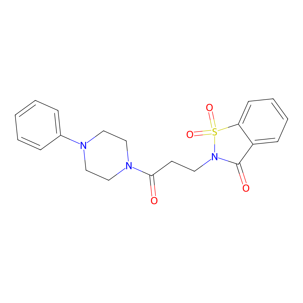 2-(3-oxo-3-(4-phenylpiperazin-1-yl)propyl)benzo[d]isothiazol-3(2H)-one 1,1-dioxide molecular structure, CAS 812642-09-4