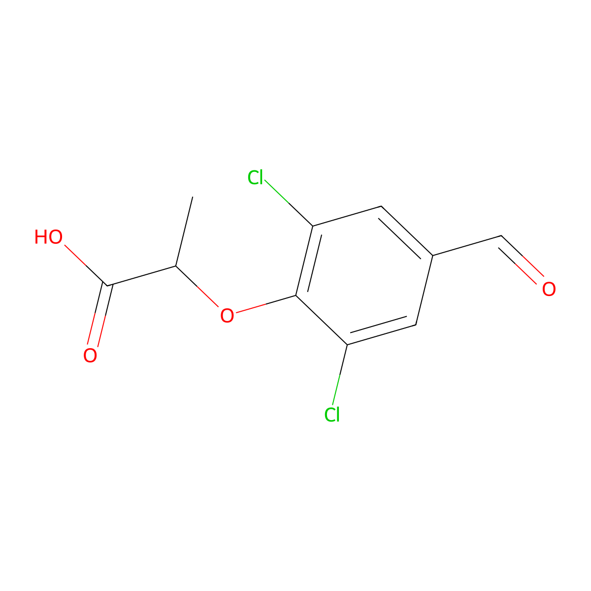 2-(2,6-Dichloro-4-formylphenoxy)propanoic acid molecular structure, CAS 812642-69-6