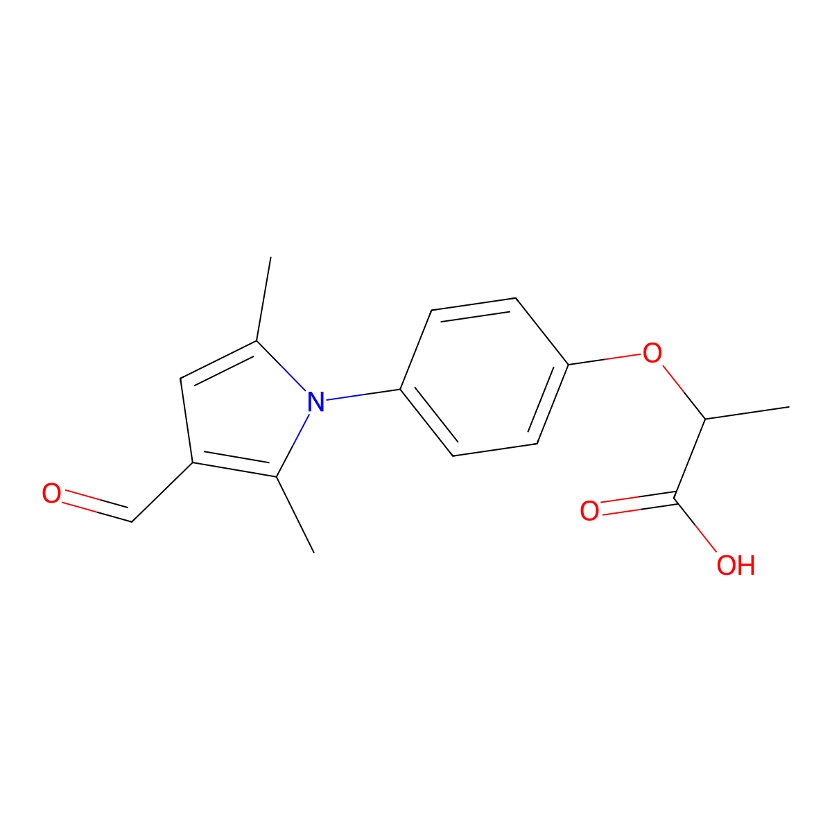 2-[4-(3-formyl-2,5-dimethyl-1H-pyrrol-1-yl)phenoxy]propanoic acid molecular structure, CAS 812642-70-9