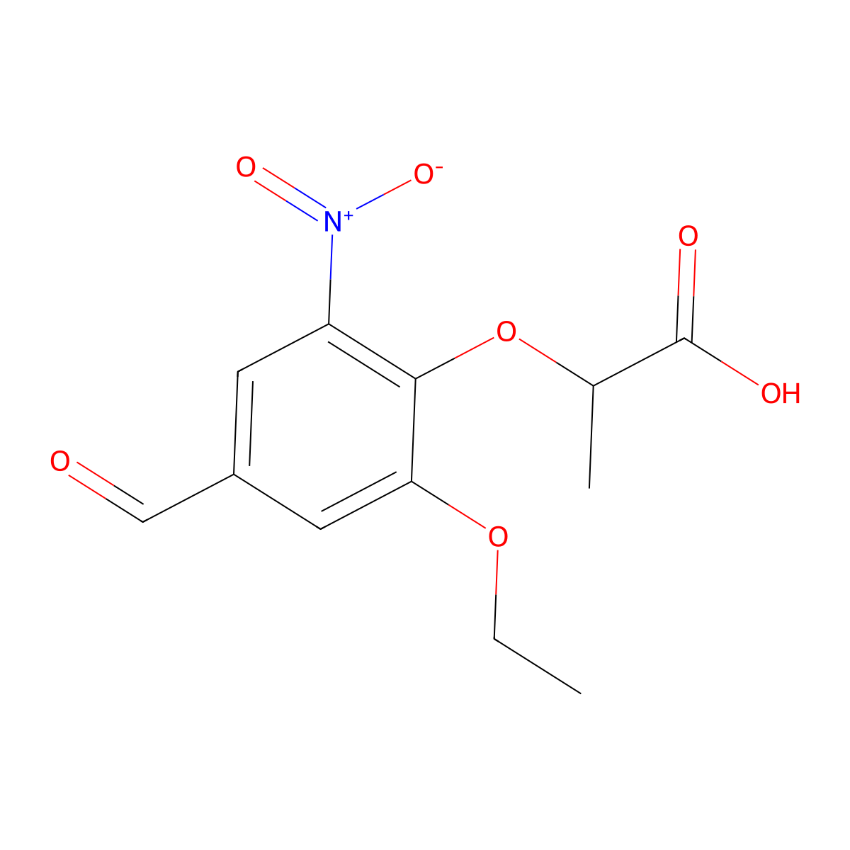 2-(2-Ethoxy-4-formyl-6-nitrophenoxy)propanoic acid molecular structure, CAS 812642-72-1