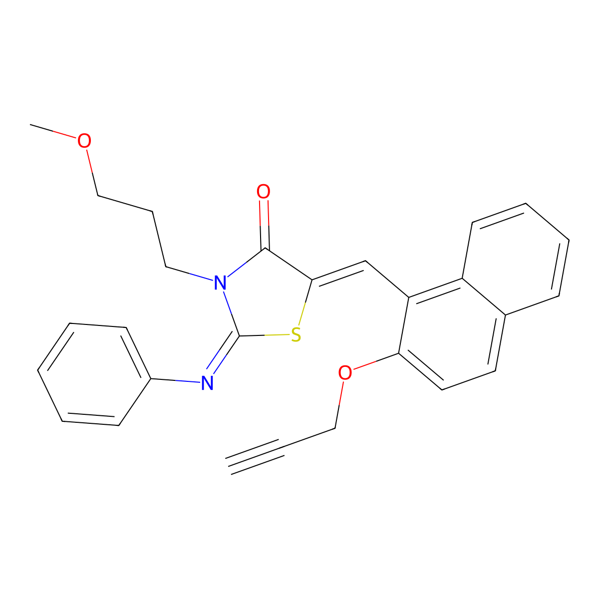 3-(3-Methoxypropyl)-2-(phenylimino)-5-[[2-(2-propyn-1-yloxy)-1-naphthalenyl]methylene]-4-thiazolidinone molecular structure, CAS 812642-74-3