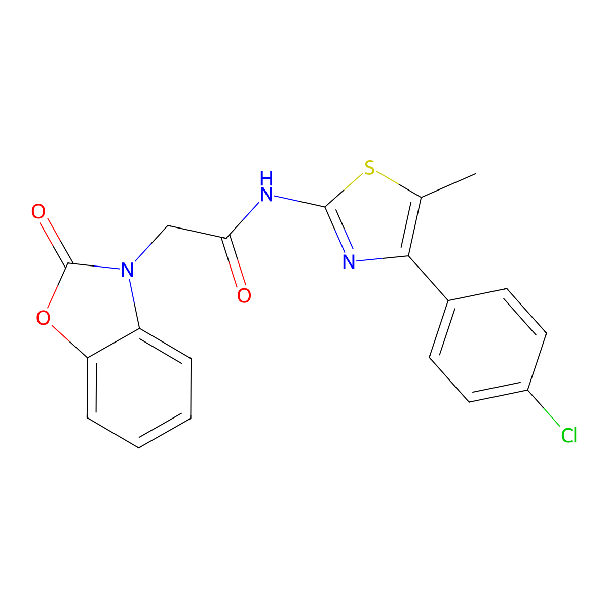 N-[4-(4-chlorophenyl)-5-methyl-1,3-thiazol-2-yl]-2-(2-oxo-1,3-benzoxazol-3(2H)-yl)acetamide molecular structure, CAS 812643-44-0