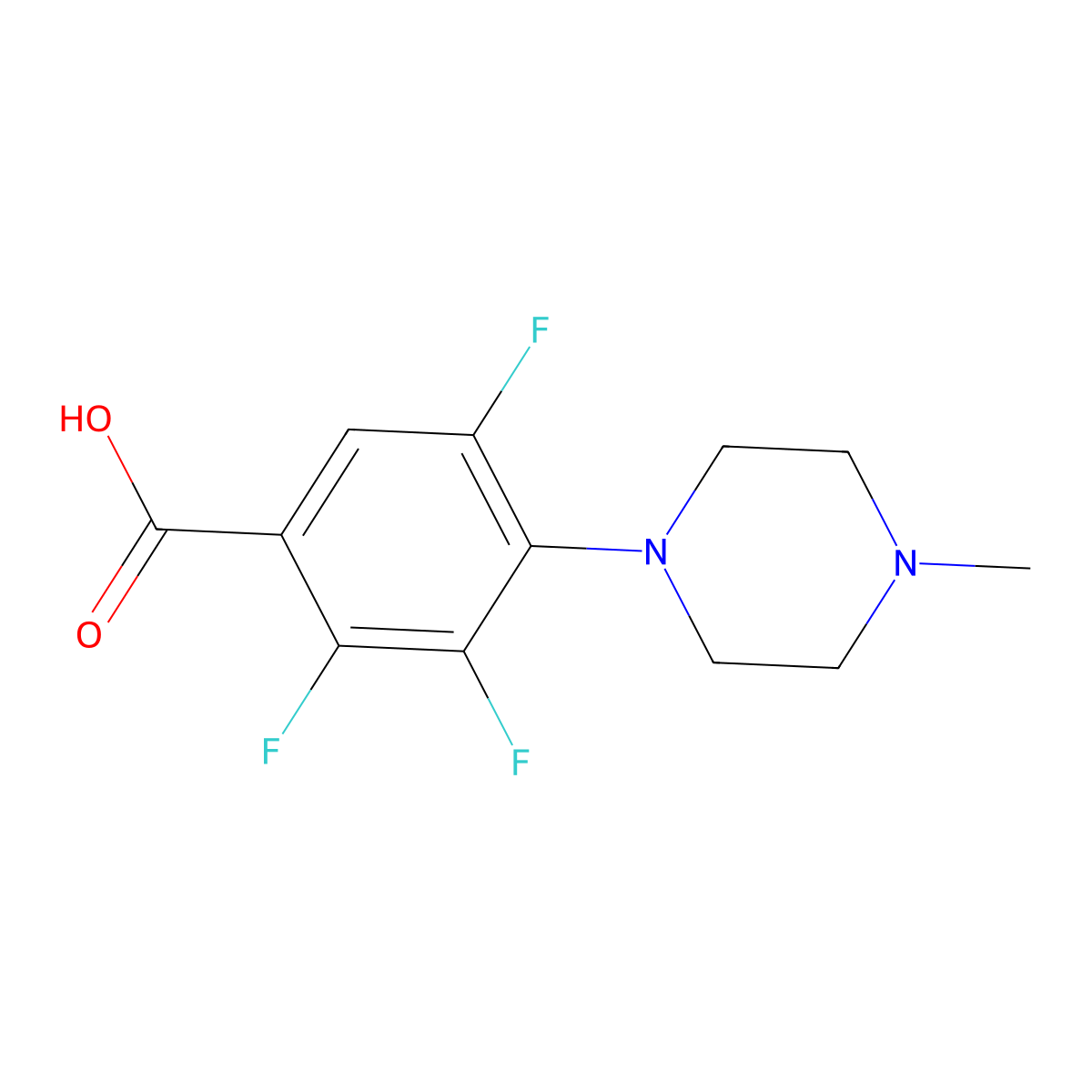 2,3,5-Trifluoro-4-(4-methylpiperazin-1-yl)benzoic acid molecular structure, CAS 812643-49-5