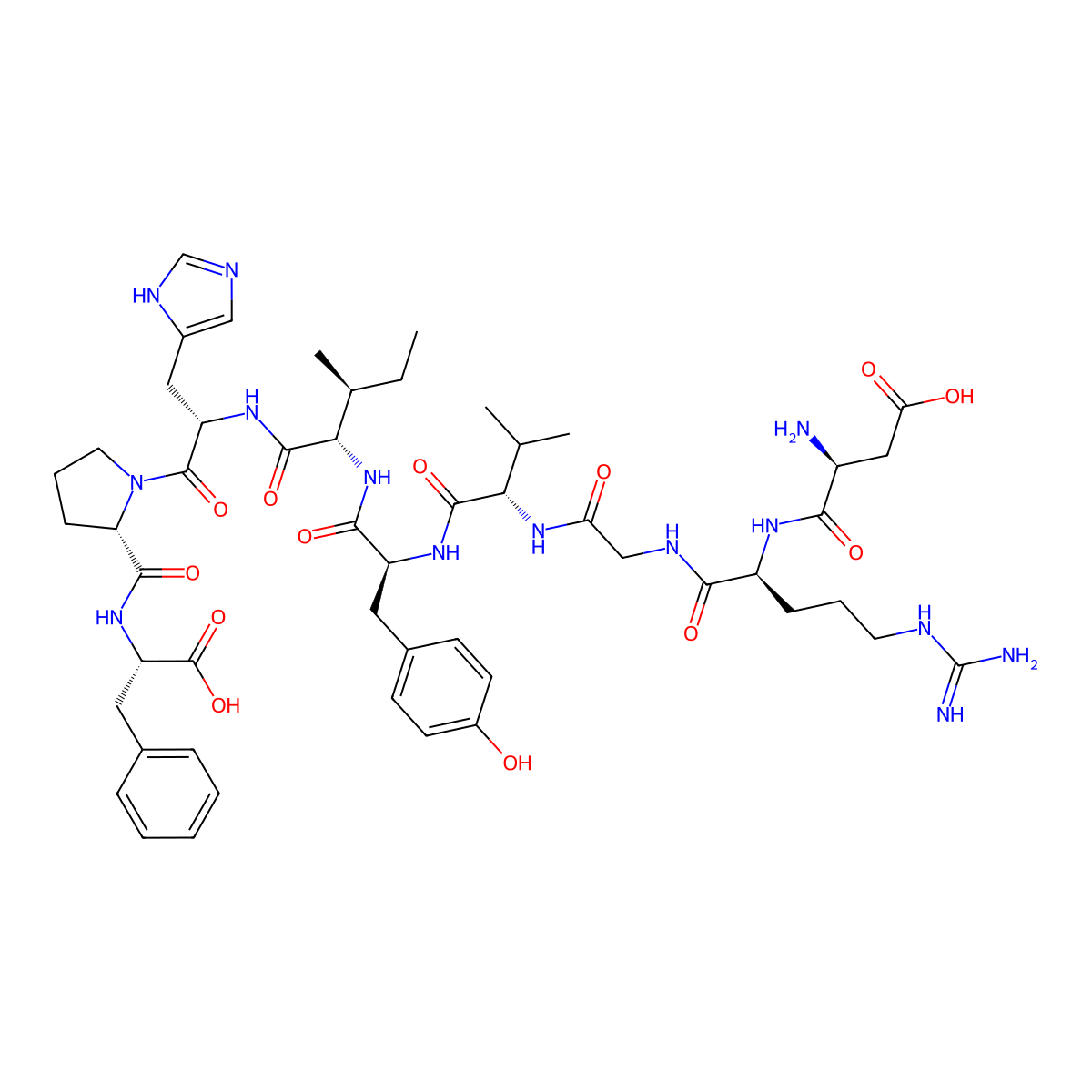 H-Asp-Arg-Gly-Val-Tyr-Ile-His-Pro-Phe-OH molecular structure, CAS 812644-79-4