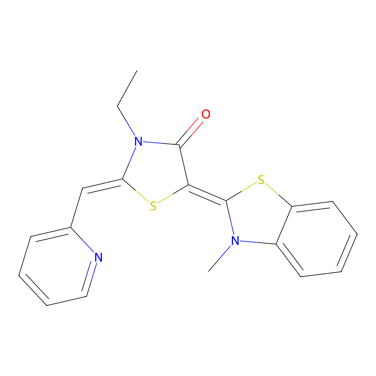 3-Ethyl-5-(3-methyl-2(3H)-benzothiazolylidene)-2-(2-pyridinylmethylene)-4-thiazolidinone molecular structure, CAS 812647-88-4