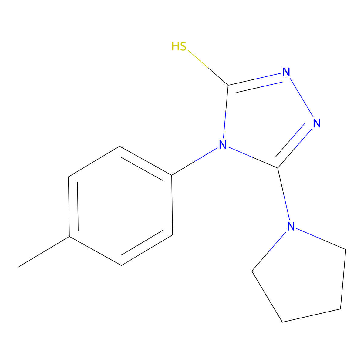 4-(4-methylphenyl)-5-(pyrrolidin-1-yl)-4H-1,2,4-triazole-3-thiol molecular structure, CAS 812648-27-4