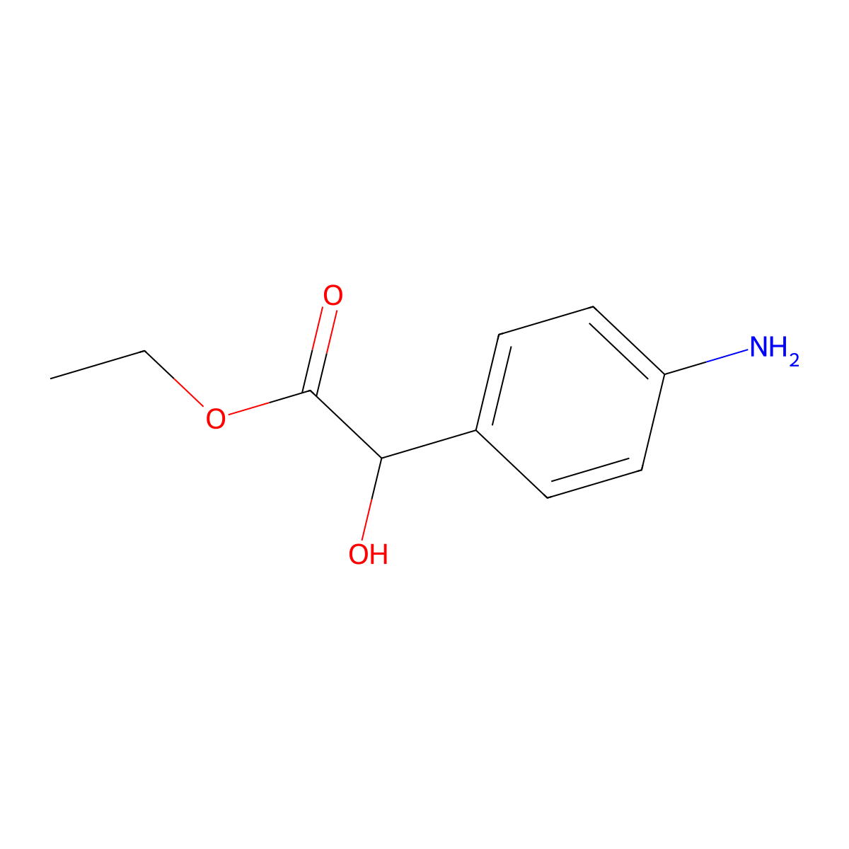 Ethyl 2-(4-aminophenyl)-2-hydroxyacetate molecular structure, CAS 81265-67-0