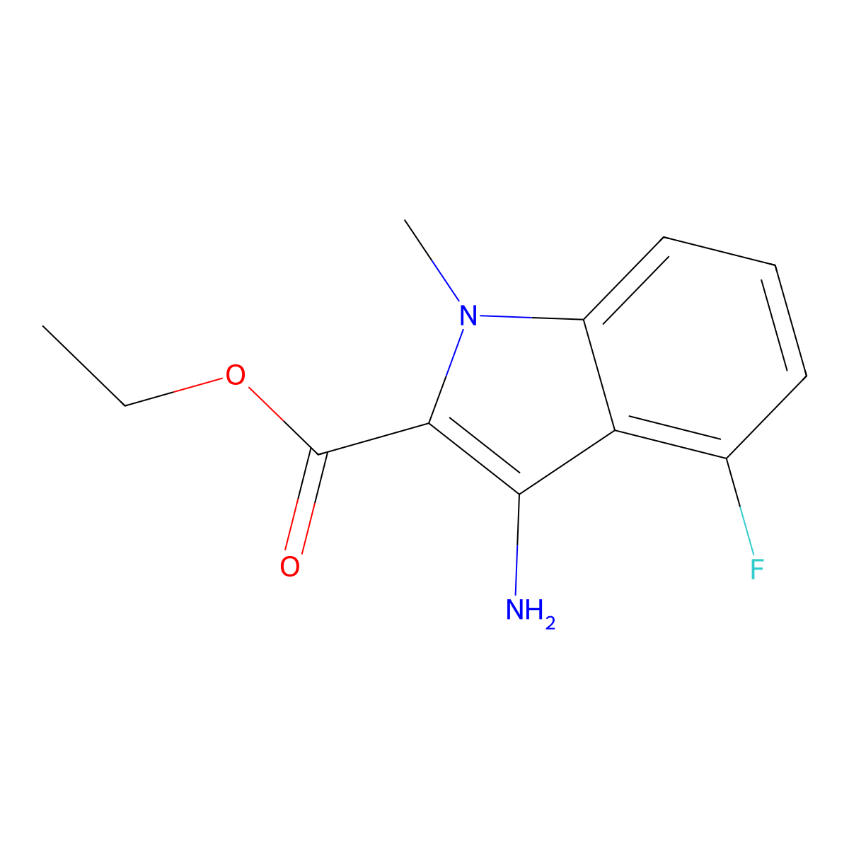 ethyl 3-amino-4-fluoro-1-methyl-1H-indole-2-carboxylate molecular structure, CAS 812675-56-2