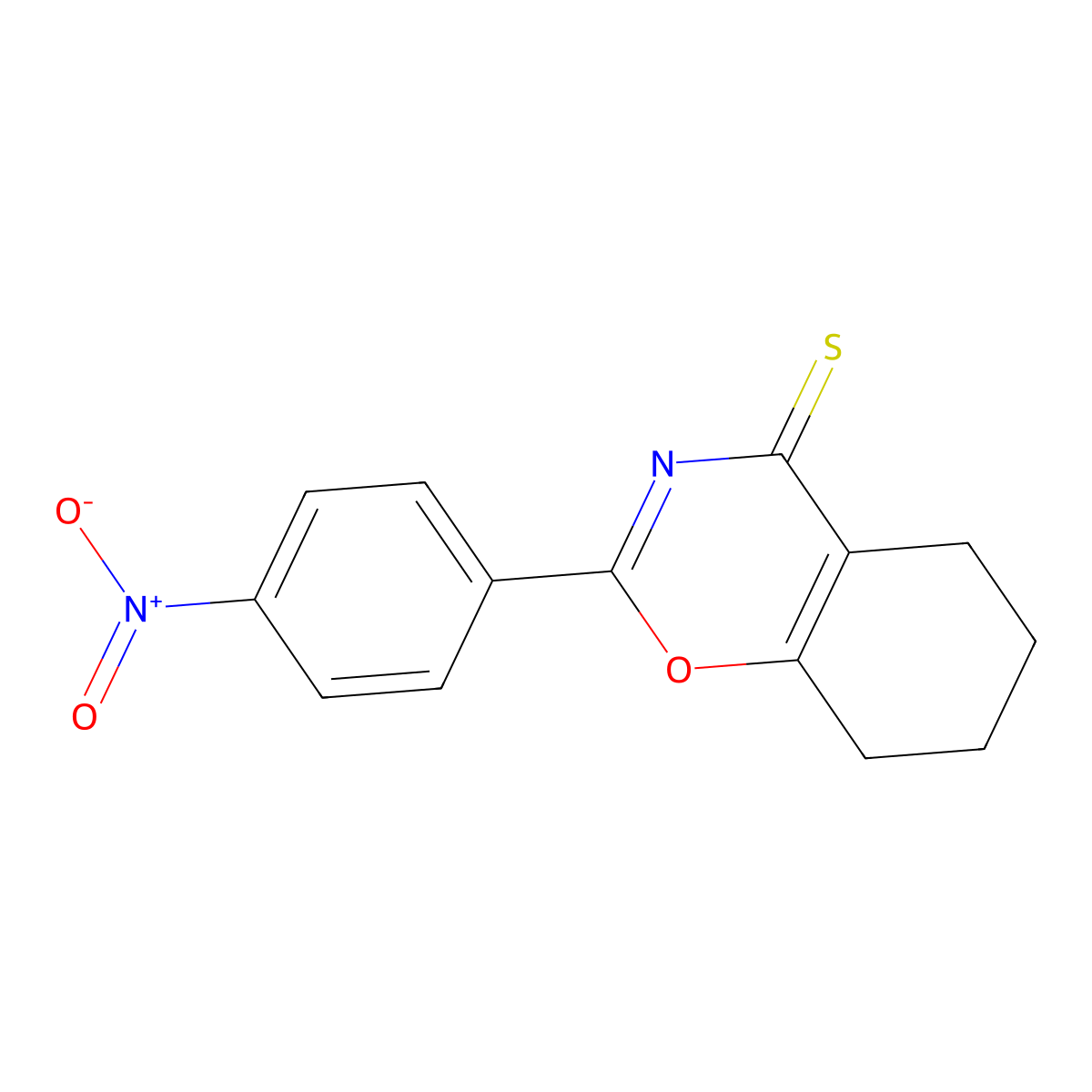 2-(4-nitrophenyl)-5,6,7,8-tetrahydro-4H-1,3-benzoxazine-4-thione molecular structure, CAS 81268-74-8