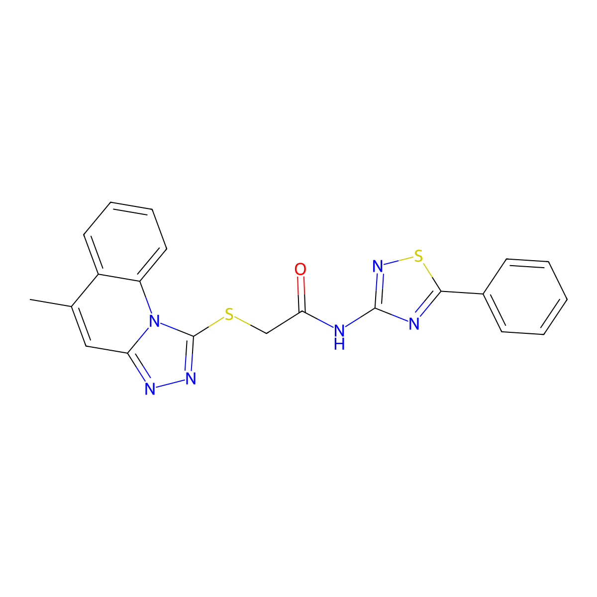 2-({5-methyl-[1,2,4]triazolo[4,3-a]quinolin-1-yl}sulfanyl)-N-(5-phenyl-1,2,4-thiadiazol-3-yl)acetamide molecular structure, CAS 812685-75-9