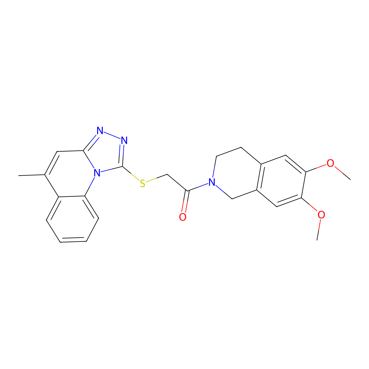 1-(6,7-dimethoxy-3,4-dihydro-1H-isoquinolin-2-yl)-2-[(5-methyl-[1,2,4]triazolo[4,3-a]quinolin-1-yl)sulfanyl]ethanone molecular structure, CAS 812685-79-3