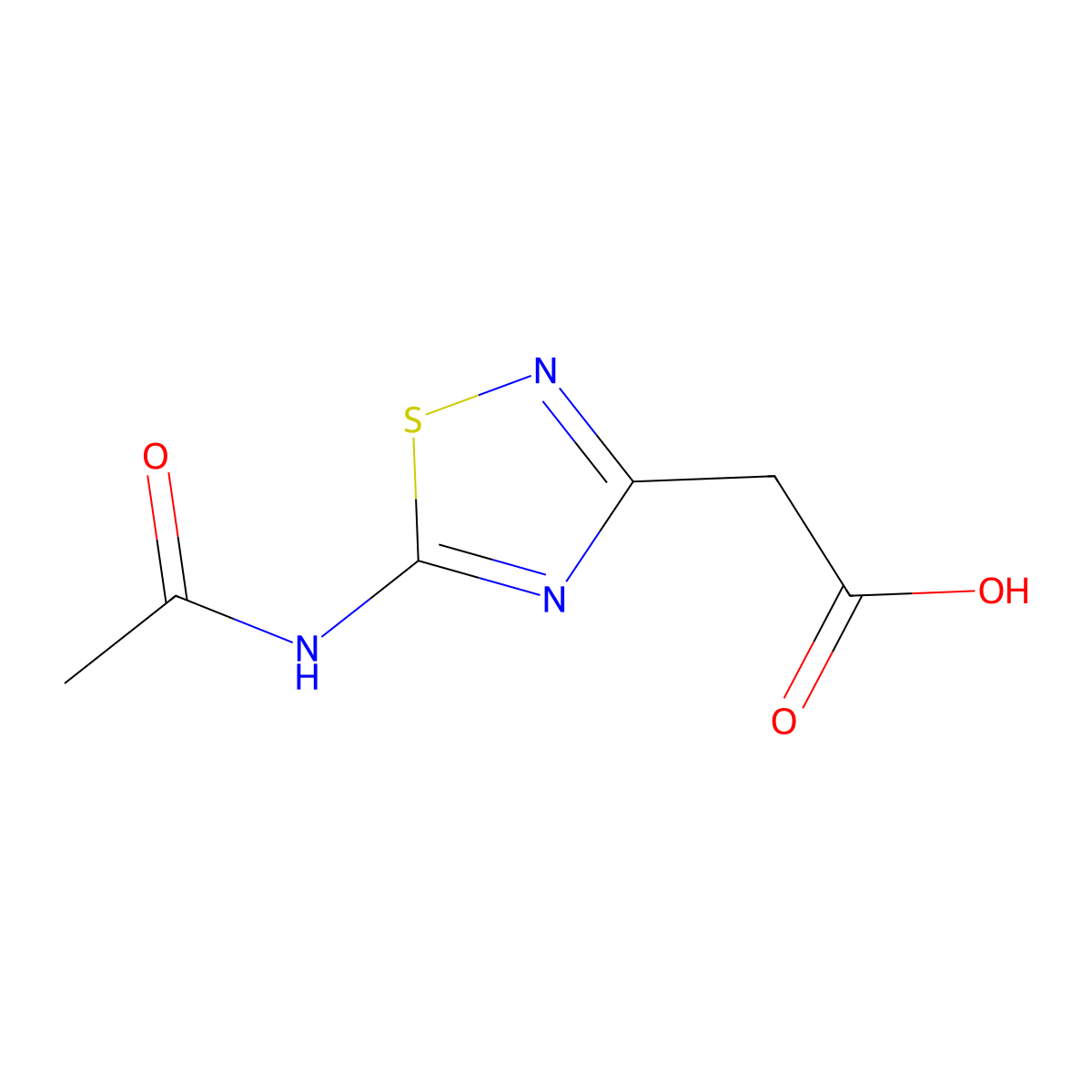 2-(5-Acetamido-1,2,4-thiadiazol-3-yl)acetic acid molecular structure, CAS 81269-88-7