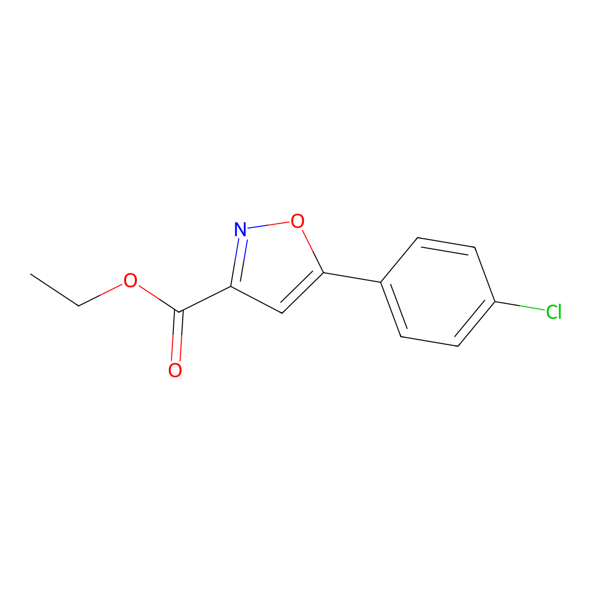 Ethyl 5-(4-chlorophenyl)-1,2-oxazole-3-carboxylate molecular structure, CAS 81282-12-4