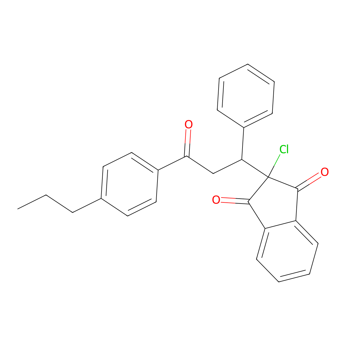 2-Chloro-2-[3-oxo-1-phenyl-3-(4-propylphenyl)propyl]indene-1,3-dione molecular structure, CAS 81288-79-1