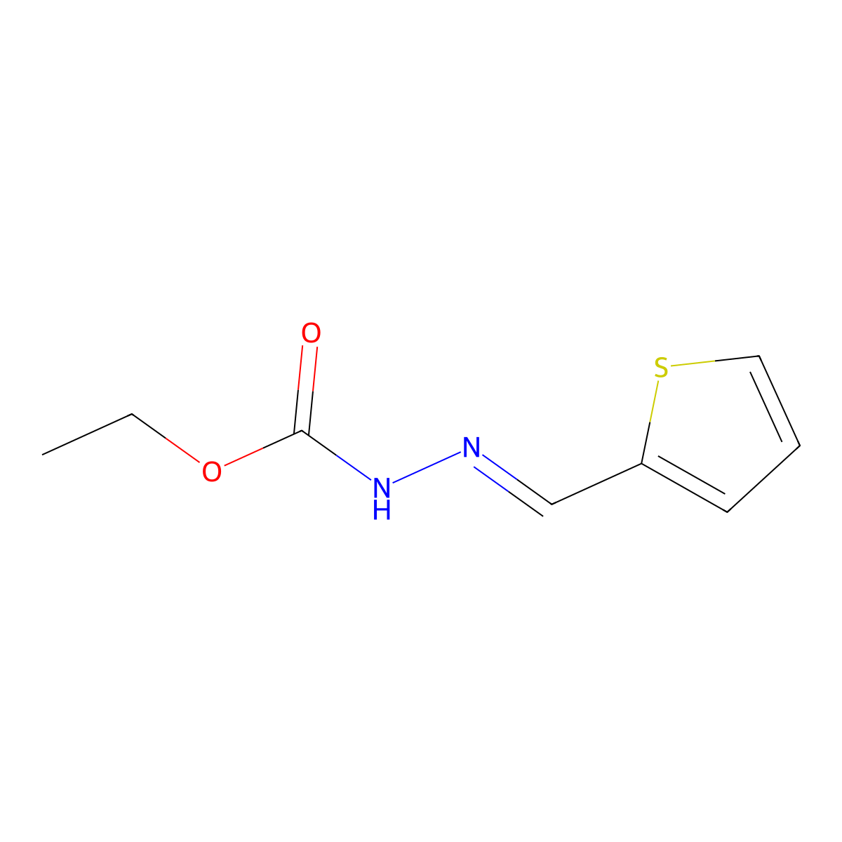 ethyl N-(thiophen-2-ylmethylideneamino)carbamate molecular structure, CAS 81291-64-7