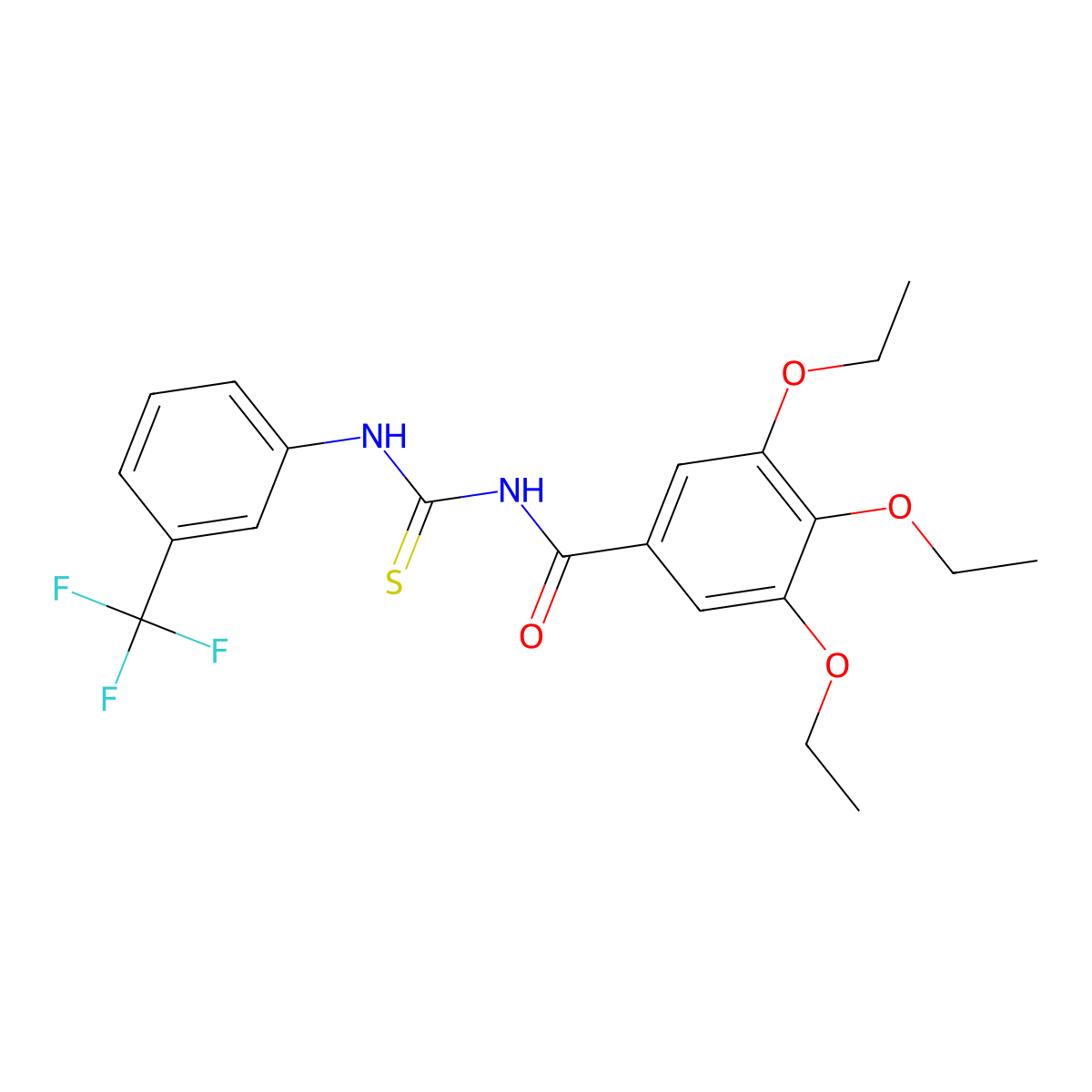 3,4,5-triethoxy-N-[[3-(trifluoromethyl)phenyl]carbamothioyl]benzamide molecular structure, CAS 81292-66-2