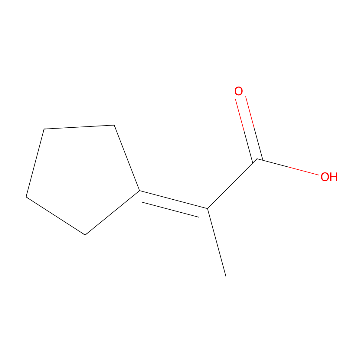 2-Cyclopentylidenepropanoic acid molecular structure, CAS 81303-03-9