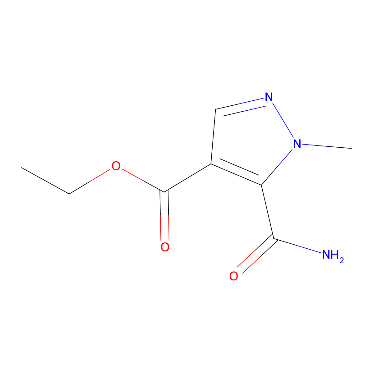 Ethyl 5-carbamoyl-1-methyl-1H-pyrazole-4-carboxylate molecular structure, CAS 81303-52-8