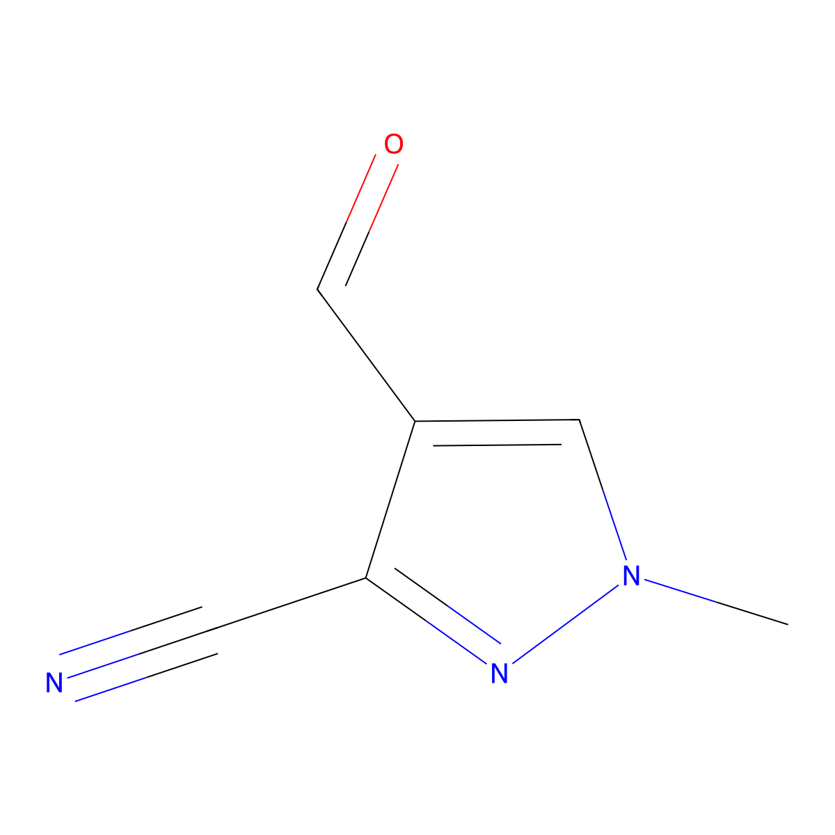 4-formyl-1-methyl-1H-pyrazole-3-carbonitrile molecular structure, CAS 81303-54-0