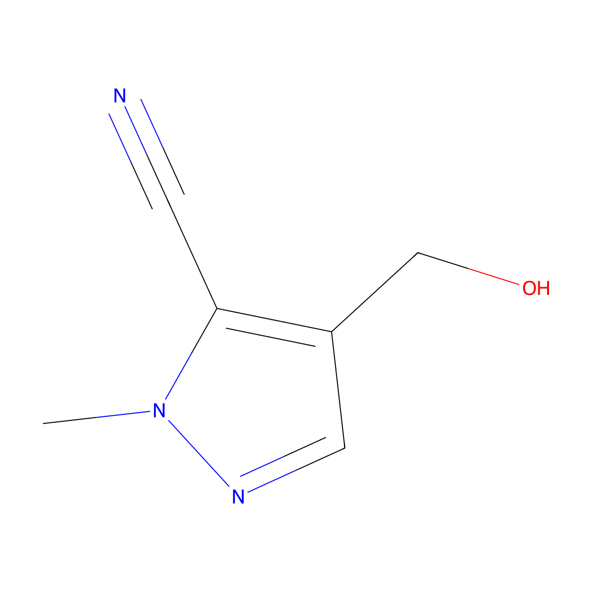 4-(hydroxymethyl)-1-methyl-1H-pyrazole-5-carbonitrile molecular structure, CAS 81303-55-1