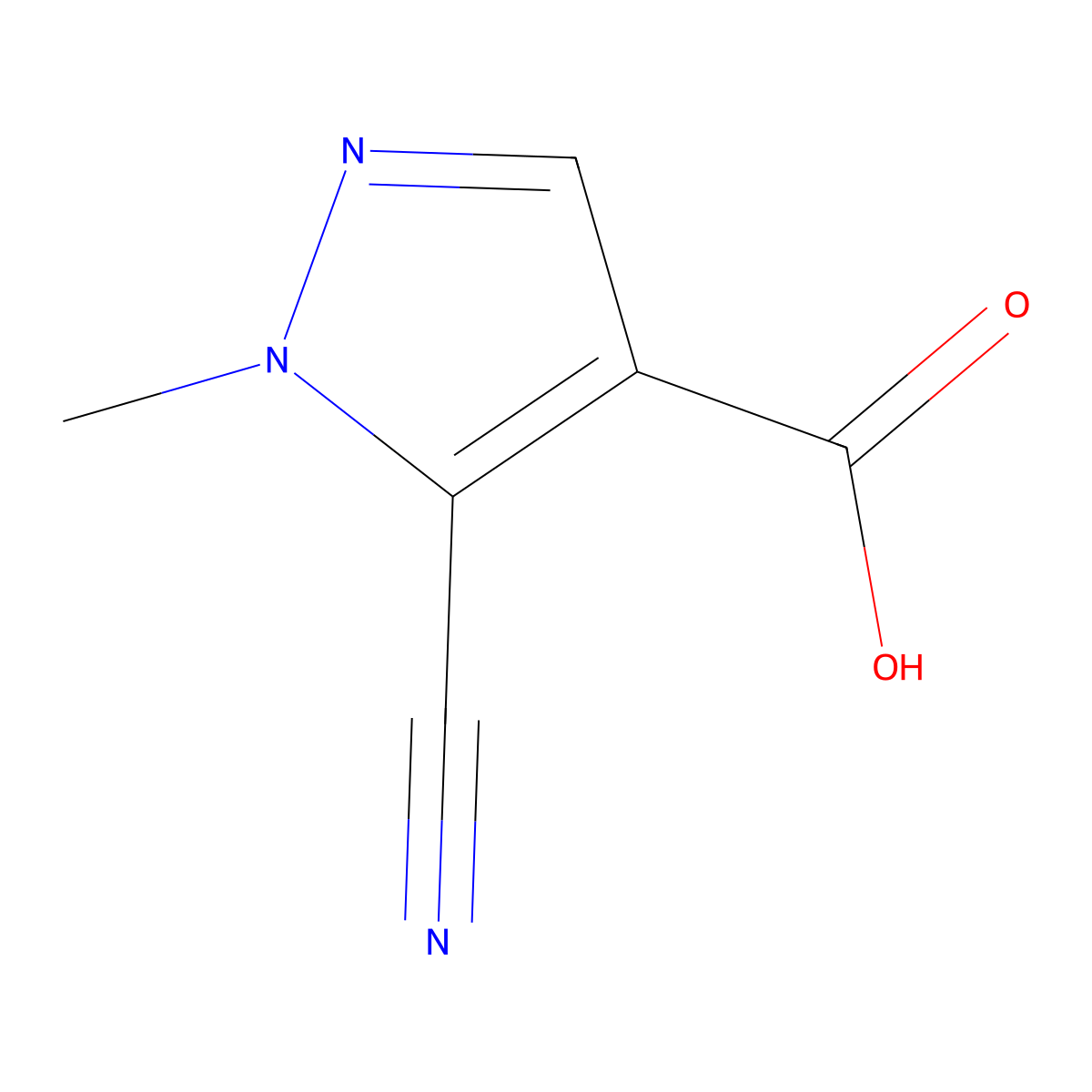 5-cyano-1-methyl-1H-pyrazole-4-carboxylic acid molecular structure, CAS 81303-59-5
