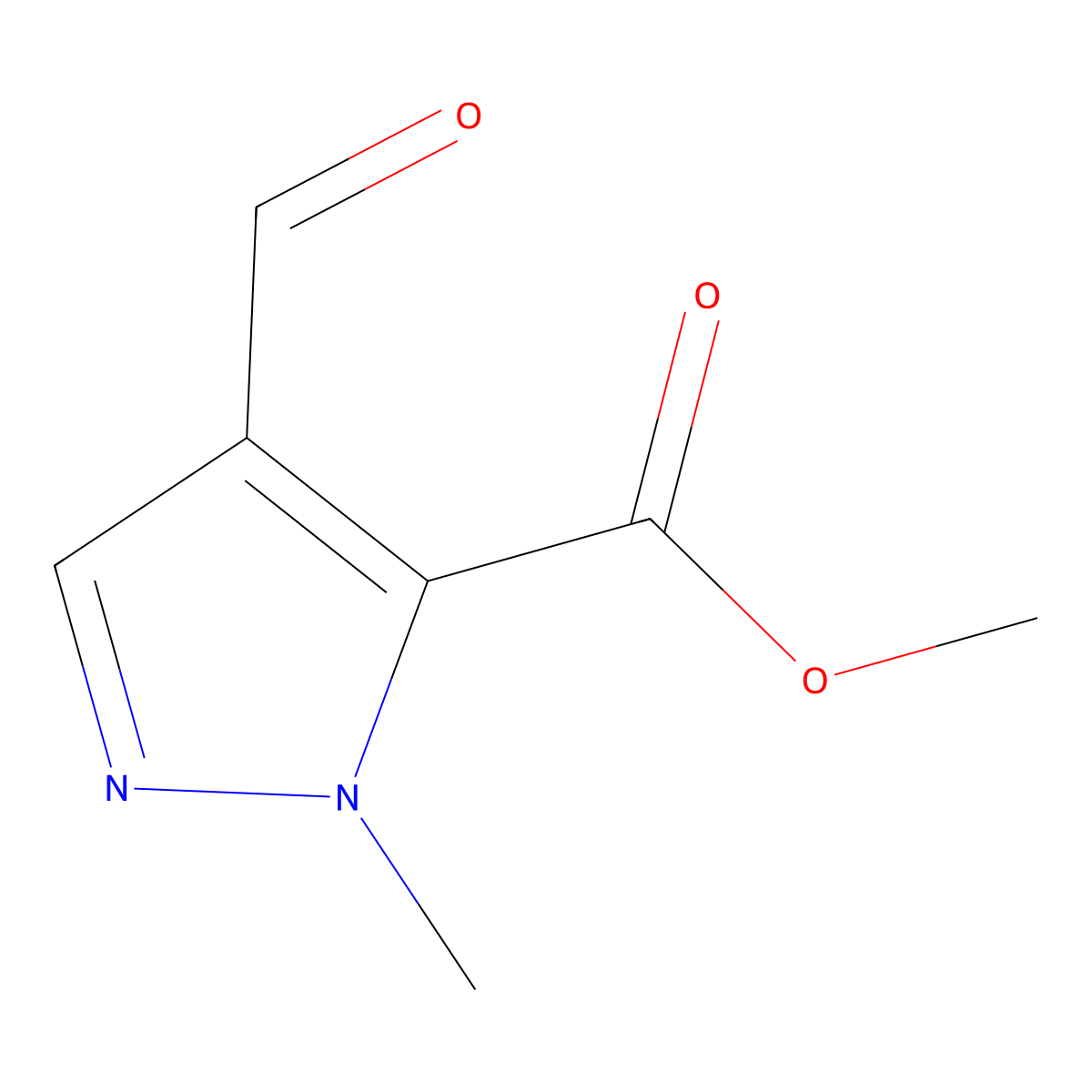 methyl 4-formyl-1-methyl-1H-pyrazole-5-carboxylate molecular structure, CAS 81303-62-0